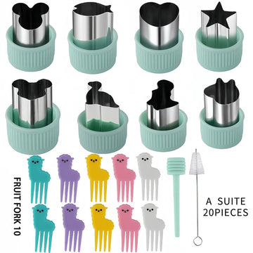 20PCS Stainless Steel Fruit & Vegetable Cutter Set - Star/Heart Cookie Embossing Molds