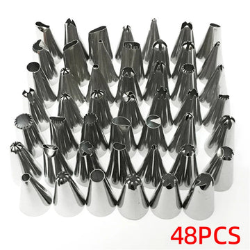 24/48-Piece Professional Stainless Steel Icing Nozzles Set - Cake Decorating Tools for DIY & Bakery
