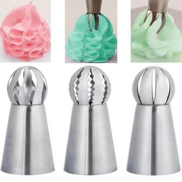 3Pcs Professional Stainless Steel Pastry Tips Set - Icing Nozzles for Cupcake, Cake Decorating & Puff Baking