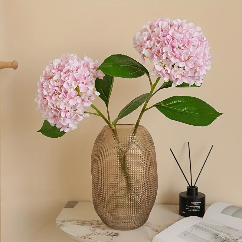 Artificial Hydrangea Bouquet - 3pcs Realistic Silk Flowers with Green Stems
