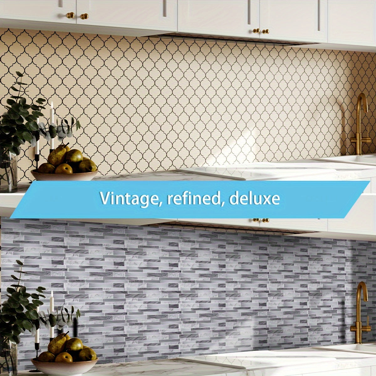 Marble Vinyl Backsplash Stickers 40pcs - Self-Adhesive Kitchen Wall Tiles 9.84x4.72in