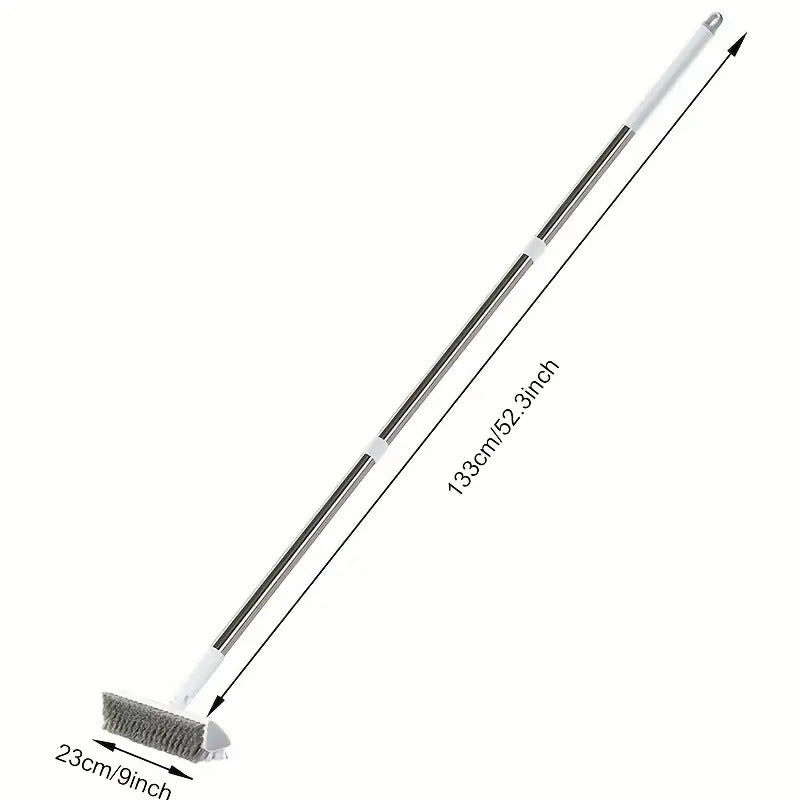 52.3" Extendable Stainless Steel Scrubbing Brush – 180° Rotating Dual-Sided Bristles for Pool, Deck, Patio, Bathroom & Kitchen Cleaning