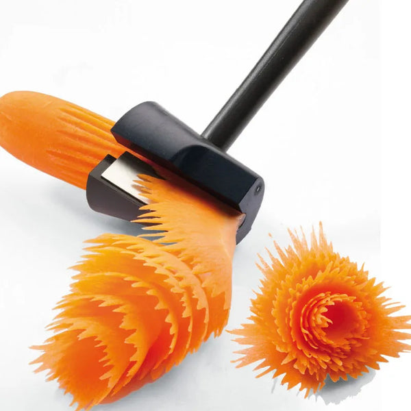 Creative Plastic Fruit & Vegetable Cutter - Rotating Peeler with Flower Shape Cutter for Kitchen Gadgets