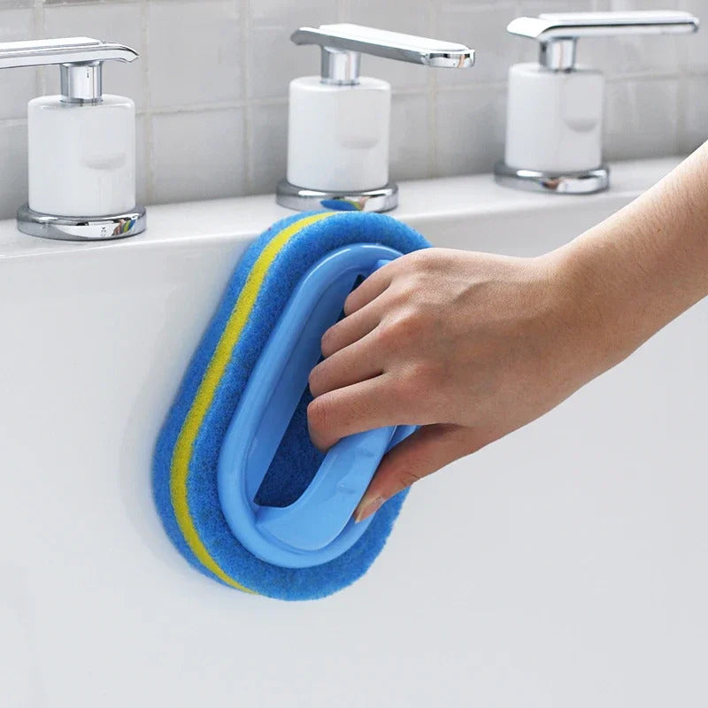Magic Sponge Cleaning Brush with Handle - Multi-Surface Scrubber for Kitchen, Bathroom & Windows