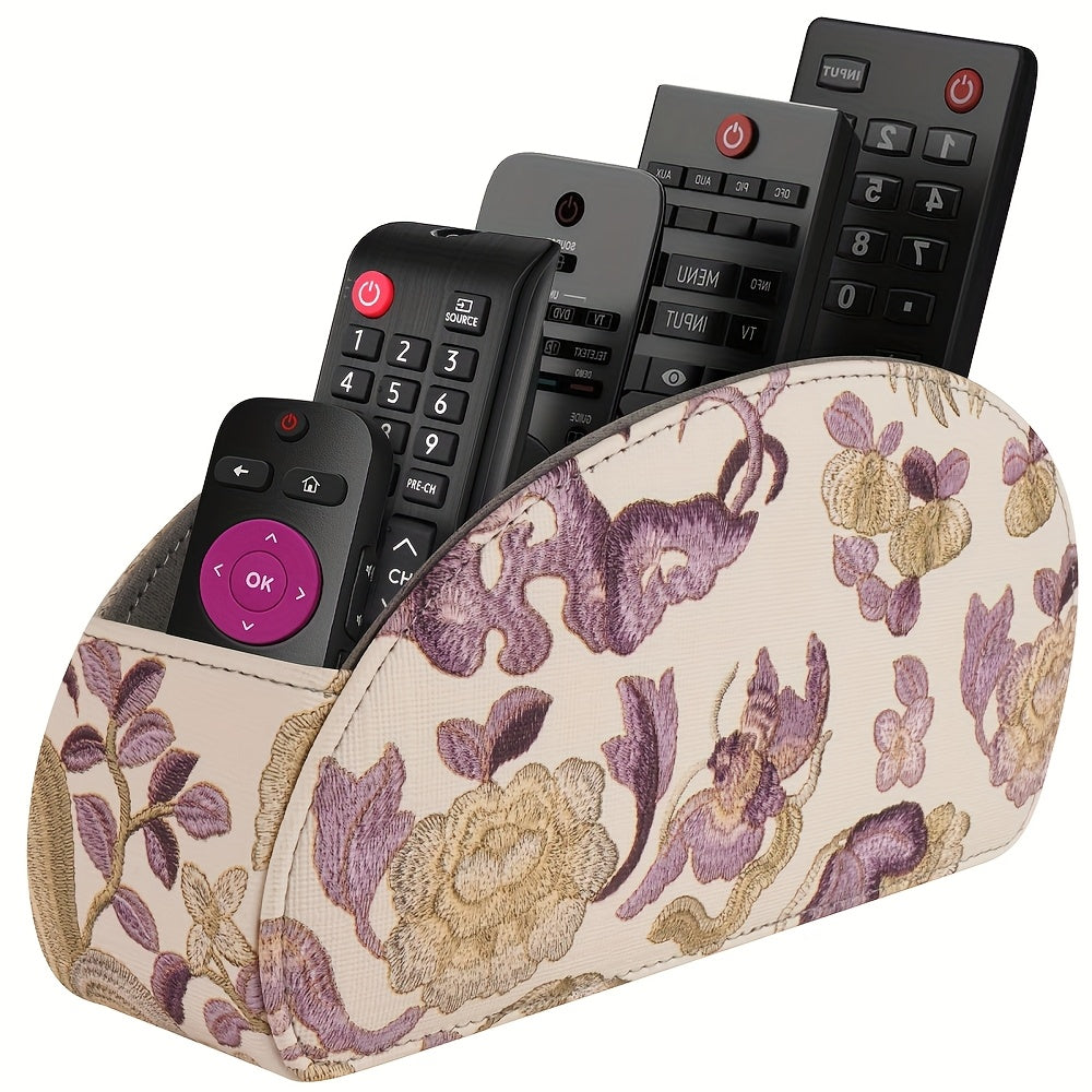 Multicolor Leather Remote Holder - 5 Compartment TV Organizer
