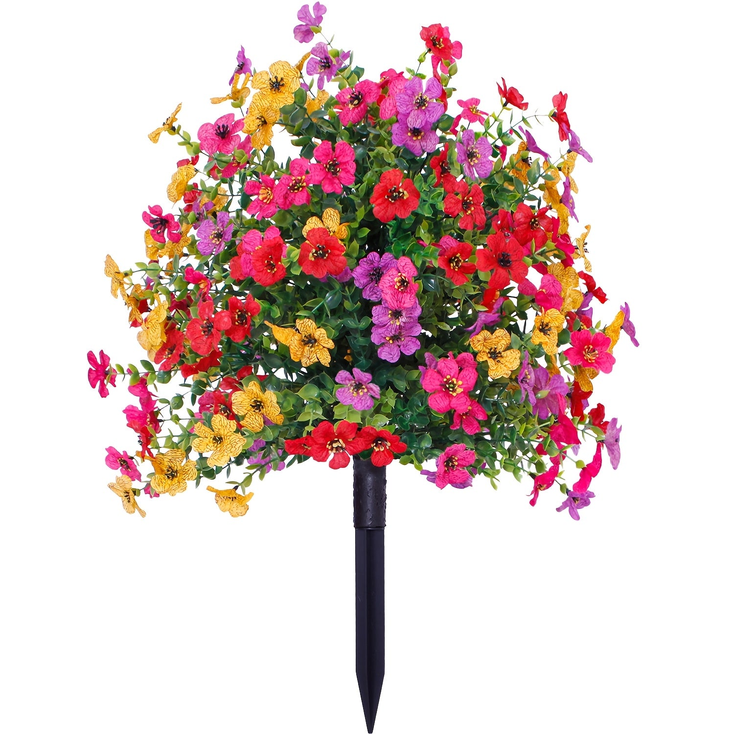 1/2pcs Artificial Daisy & Eucalyptus Plug-In Flowers with Ground Spikes – UV-Resistant Outdoor/Indoor Floral Decor