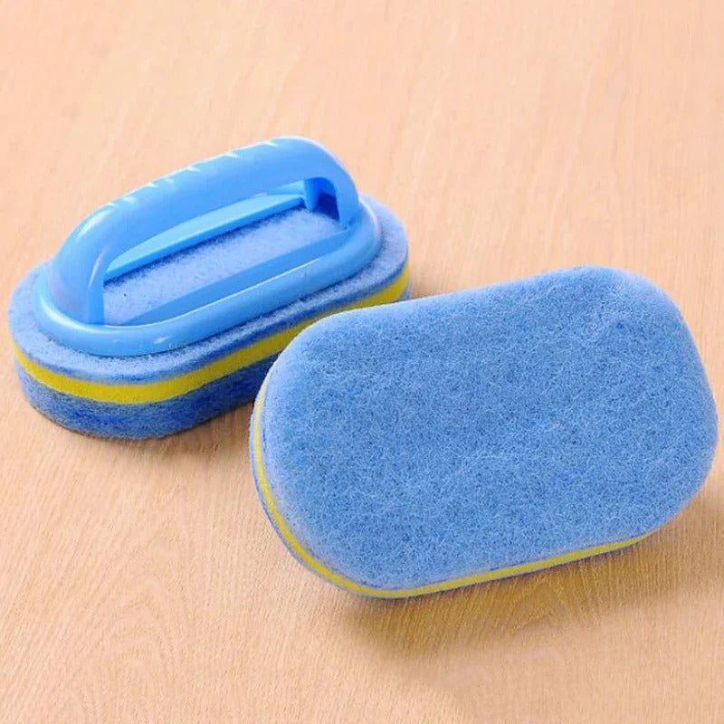 Magic Sponge Cleaning Brush with Handle - Multi-Surface Scrubber for Kitchen, Bathroom & Windows
