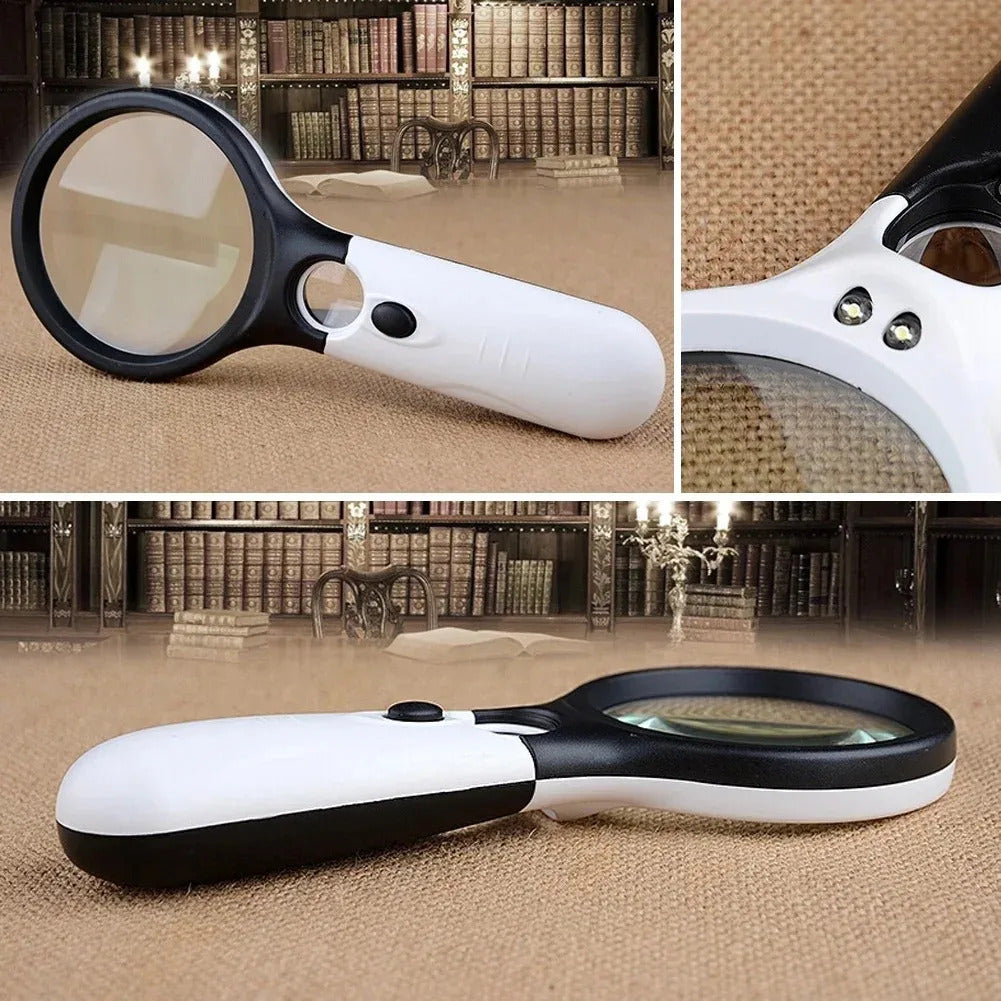 Professional 45X & 3X Magnifying Glass with LED Light - Jewelry Loupe for Coin & Stamp Collectors
