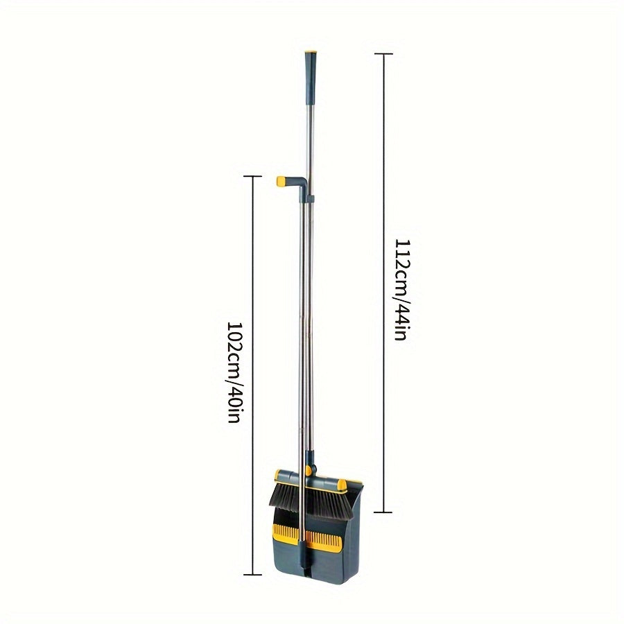 Premium Broom and Dustpan Set - Foldable Stainless Steel Handle with Soft Bristles