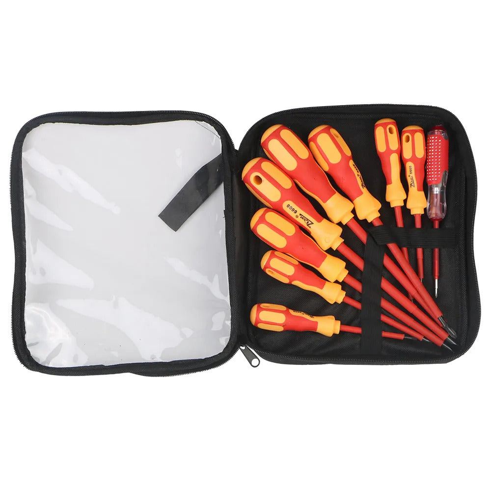 Professional Insulated Magnetic Screwdriver Set - Phillips & Slotted Bits for Electricians, Multifunctional Hand Tools