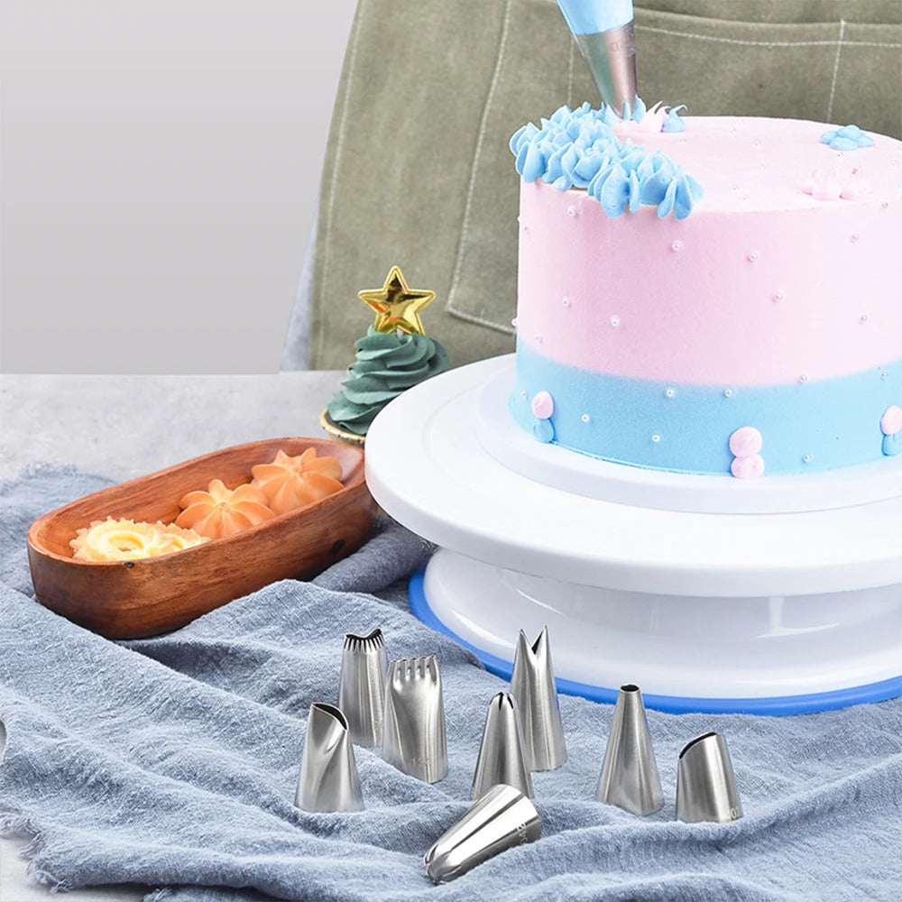 Professional Silicone Piping Bags & Stainless Steel Tips Set - Reusable Cake Decorating Kit