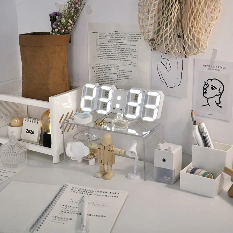 3D LED Digital Wall Clock - Modern Smart Display Clock with Temperature & Multiple Alarms