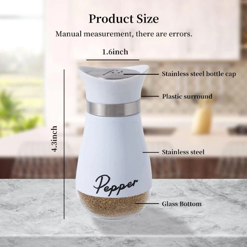 Premium 2-Piece Stainless Steel & Glass Seasoning Bottle Set - Barbecue-Ready Salt, Pepper & Spice Containers