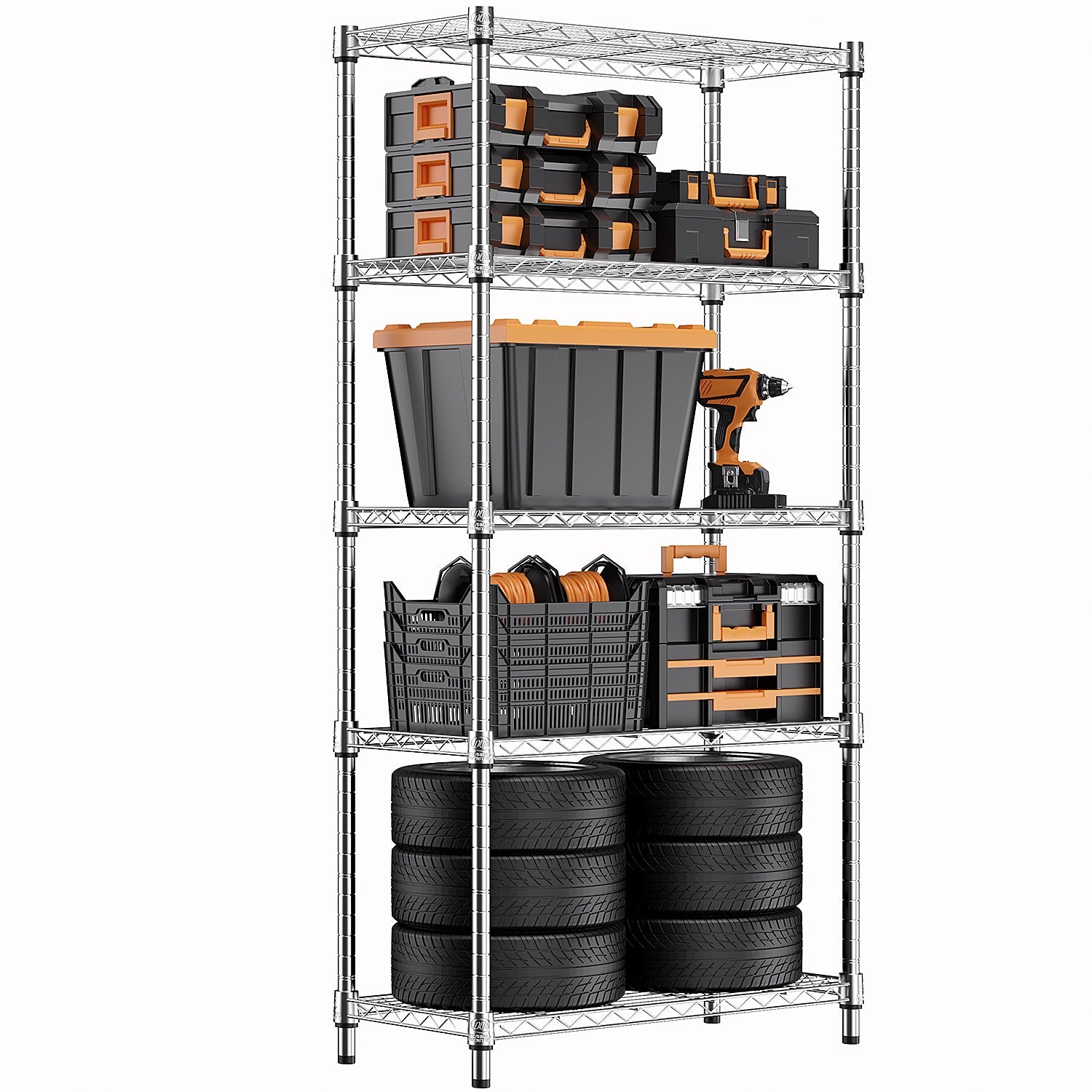 2000 lbs Heavy-Duty Steel Storage Shelving Unit – Multi-Tier Utility Wire Rack for Home, Kitchen, Office & Garage
