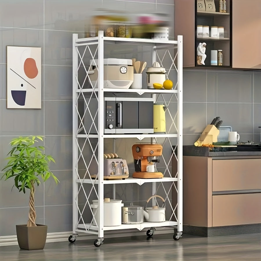 Rolling Metal Storage Rack - 3/4/5 Tier Adjustable Shelving