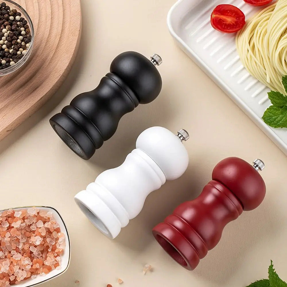 Premium Wooden Salt & Pepper Grinder Set - Handcrafted Manual Spice Mill with Adjustable Coarseness