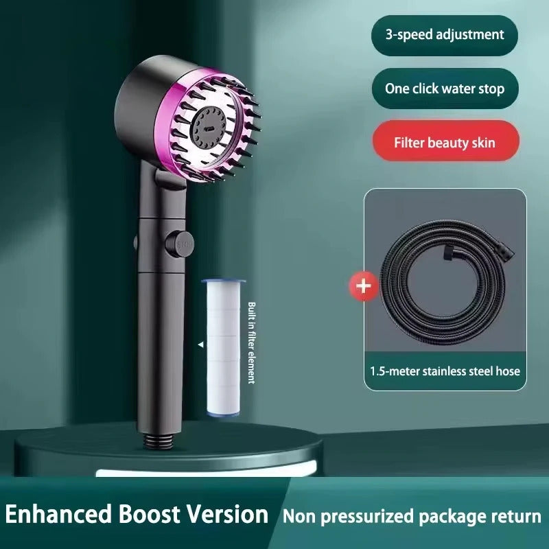 3-Mode High Pressure Filtered Shower Head - Rainfall, Massage & Mist Settings with Chlorine Filter