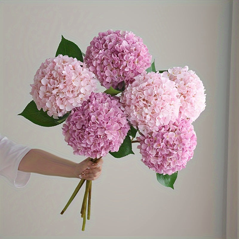 Artificial Hydrangea Bouquet - 3pcs Realistic Silk Flowers with Green Stems