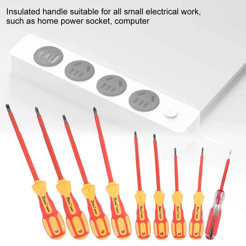 Professional Insulated Magnetic Screwdriver Set - Phillips & Slotted Bits for Electricians, Multifunctional Hand Tools