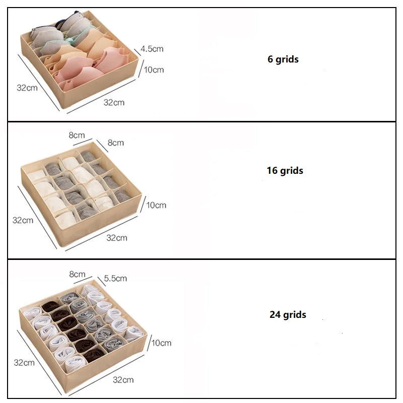 Drawer Organizer Boxes Set - Multi-Compartment Storage for Underwear, Bras & Socks