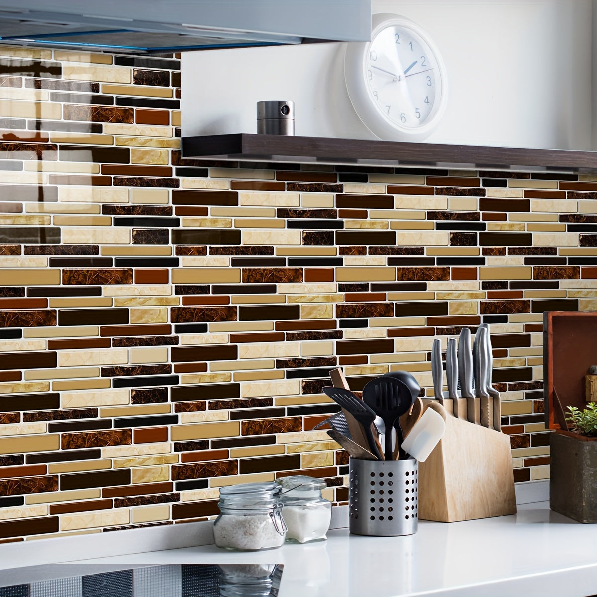 Marble Vinyl Backsplash Stickers 40pcs - Self-Adhesive Kitchen Wall Tiles 9.84x4.72in