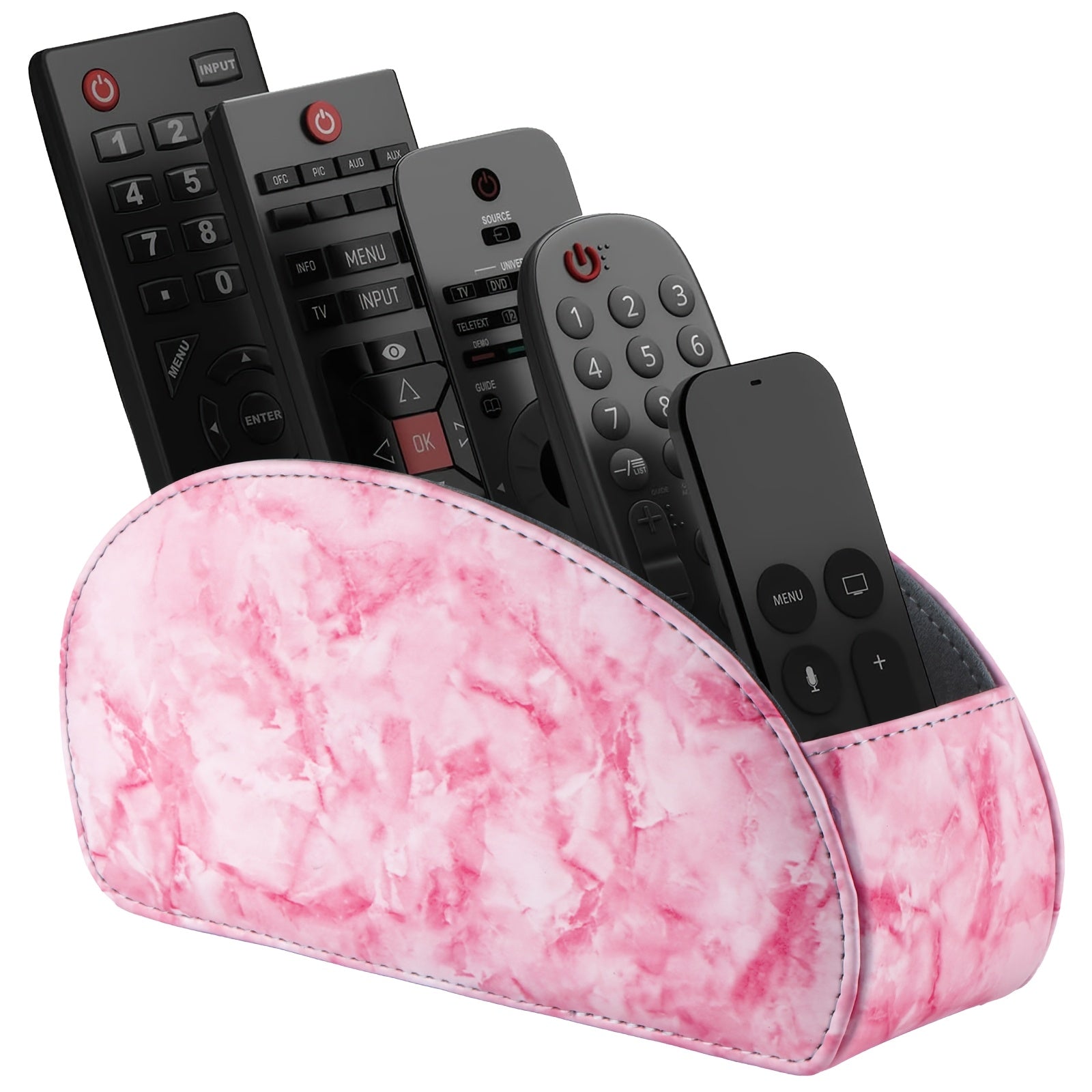 Multicolor Leather Remote Holder - 5 Compartment TV Organizer