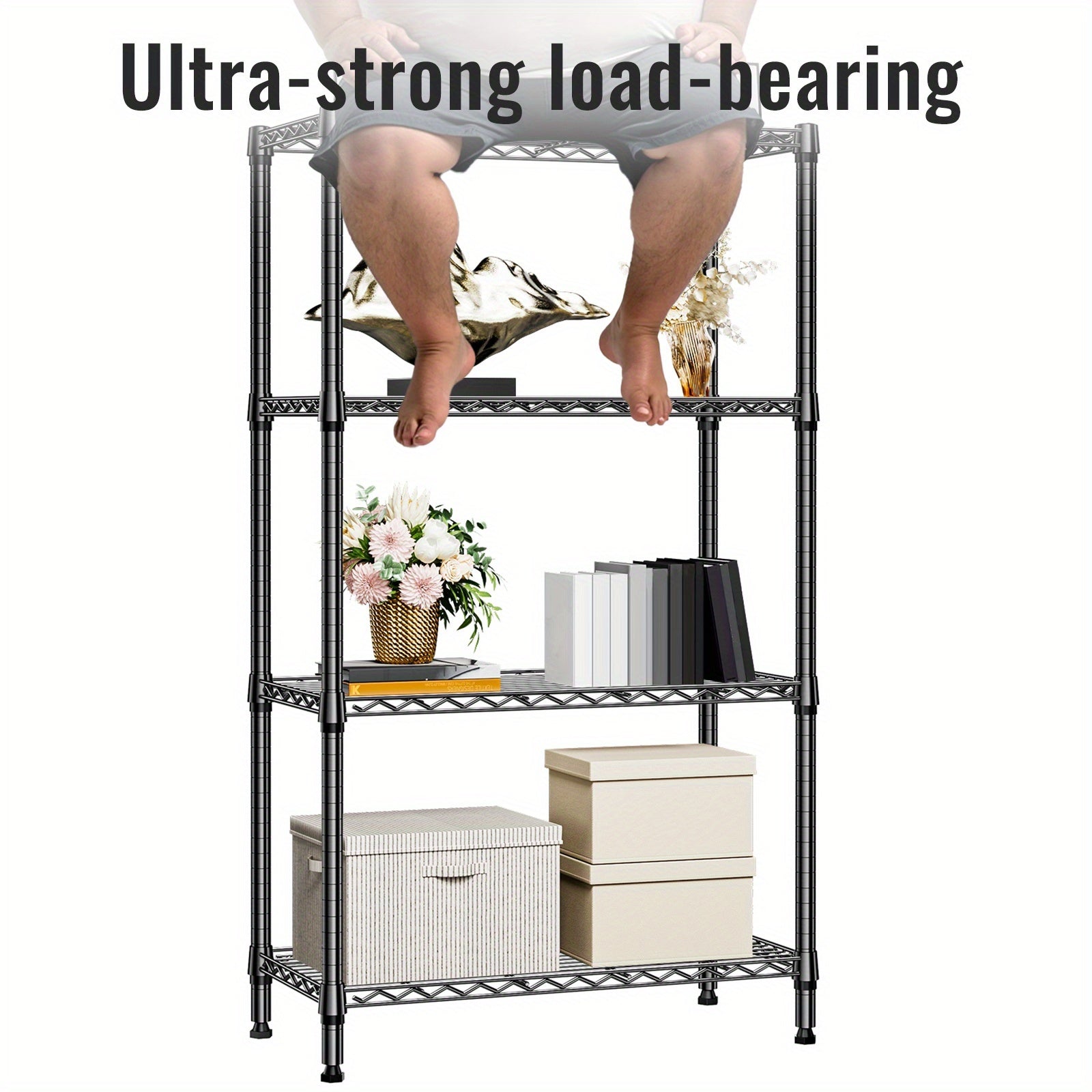 2000 lbs Heavy-Duty Steel Storage Shelving Unit – Multi-Tier Utility Wire Rack for Home, Kitchen, Office & Garage
