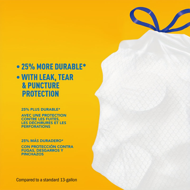 150pcs Disposable Drawstring Garbage Bags – 13 Gallon, Tear & Puncture Resistant, Odor Eliminator with Lemon Mint Scent