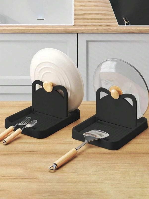 1/2 Pcs Non-Slip Multifunctional Pan Pot Lid Holder Stand - Spoon Rest & Utensil Storage Shelf for Kitchen Organization