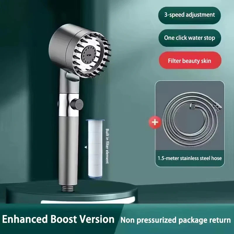 3-Mode High Pressure Filtered Shower Head - Rainfall, Massage & Mist Settings with Chlorine Filter