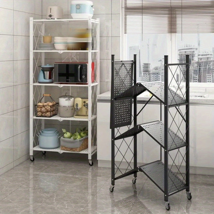 Rolling Metal Storage Rack - 3/4/5 Tier Adjustable Shelving