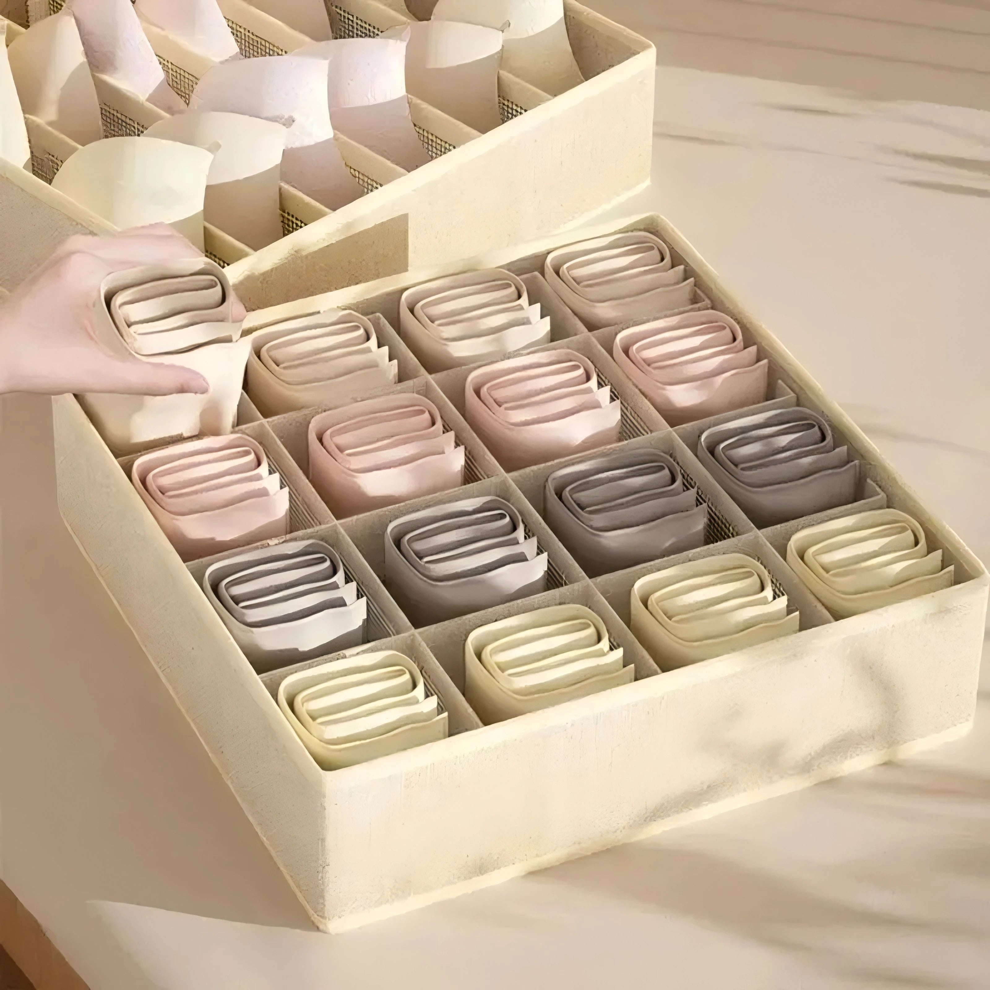 Drawer Organizer Boxes Set - Multi-Compartment Storage for Underwear, Bras & Socks