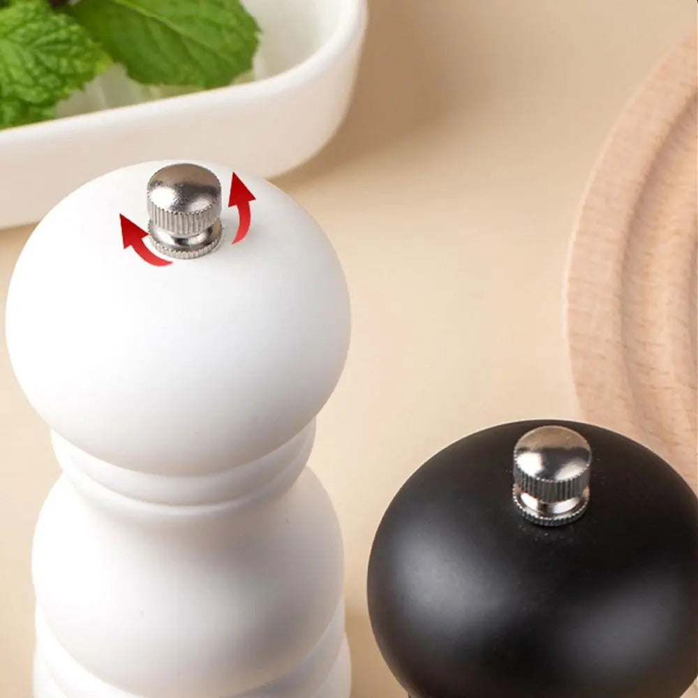 Premium Wooden Salt & Pepper Grinder Set - Handcrafted Manual Spice Mill with Adjustable Coarseness