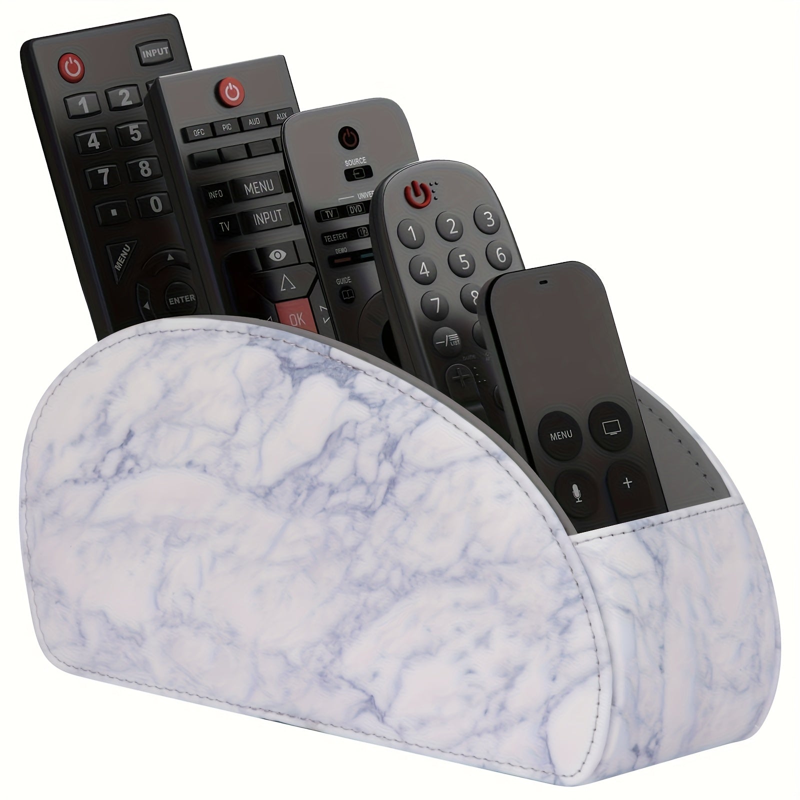 Multicolor Leather Remote Holder - 5 Compartment TV Organizer