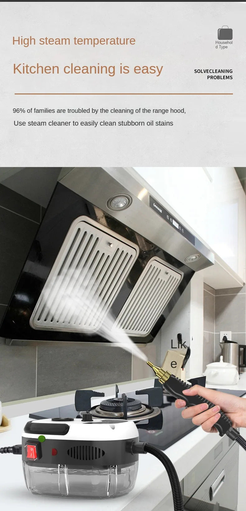 2500W High-Temperature Steam Cleaner - Multi-Purpose Jet Washer for Kitchen, Car & Home