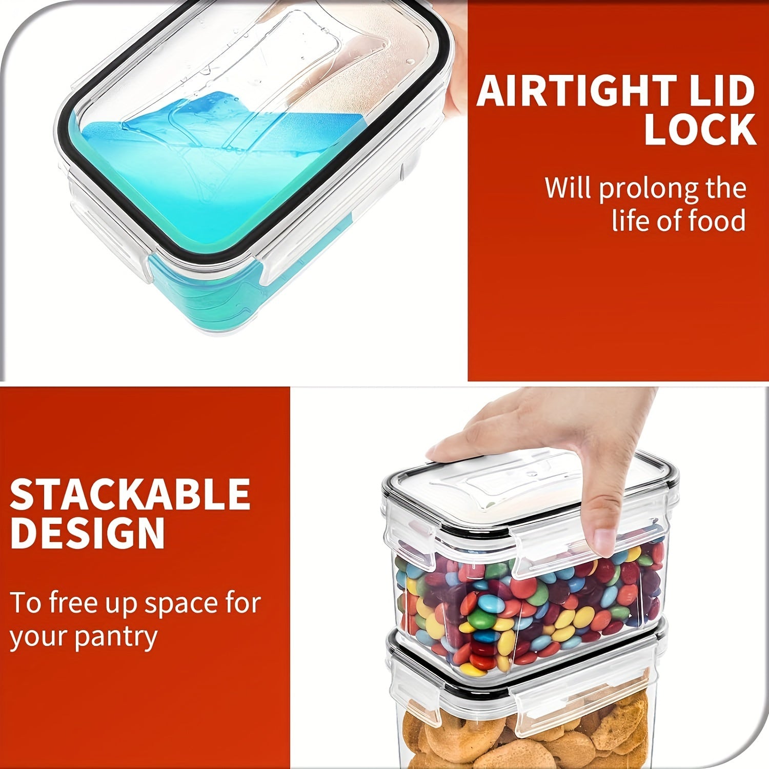 24-Piece BPA-Free Airtight Food Storage Containers with Lids – Plastic Kitchen & Pantry Organization Canisters – Includes 40 Labels – Black