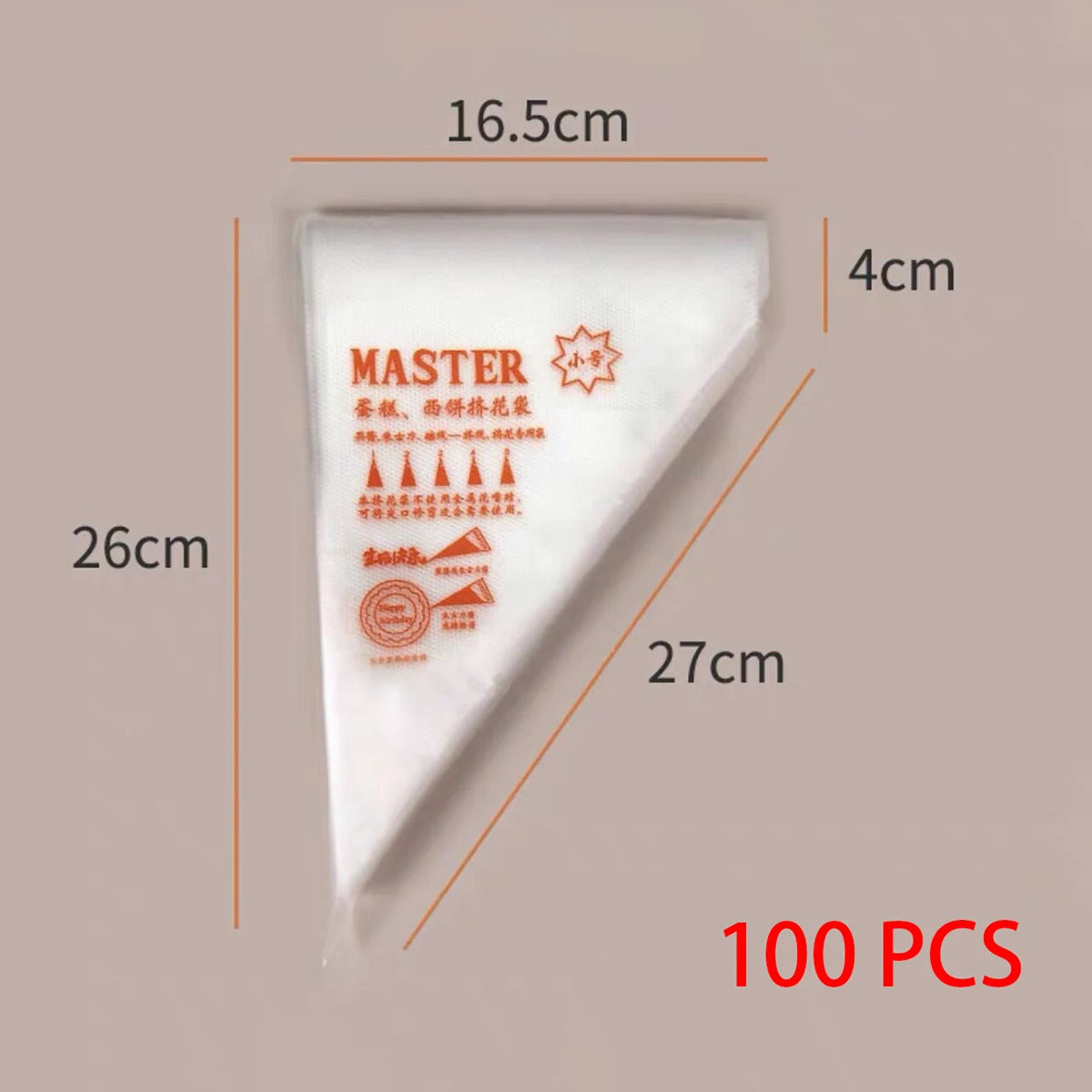 100 PCS Thick Disposable Pastry Bags - Professional Cake Cream Piping & Icing Bags for Baking Decoration