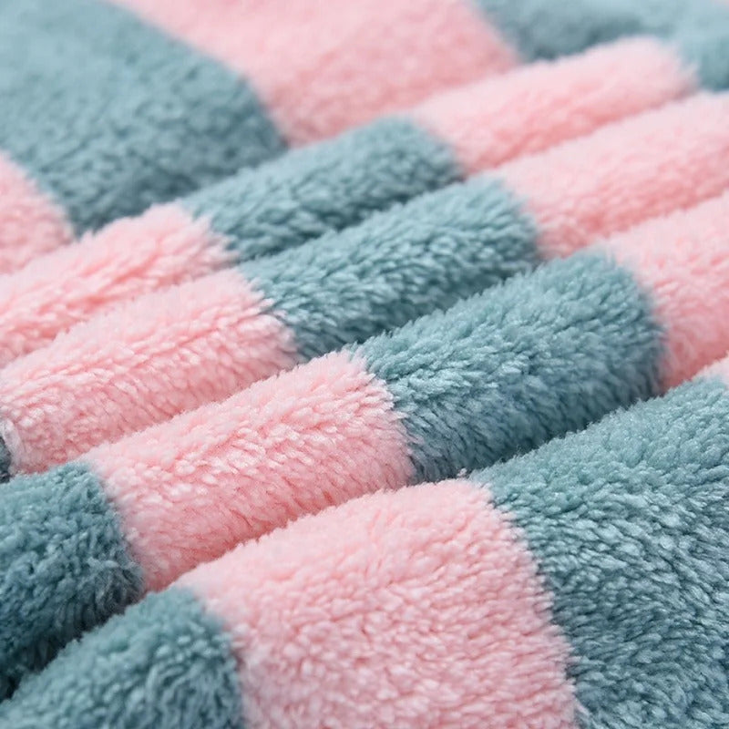 Quick-Dry Super Absorbent Hair Towel Cap for Women - Striped Pattern Fast Drying Hair Bonnet & Shower Accessory