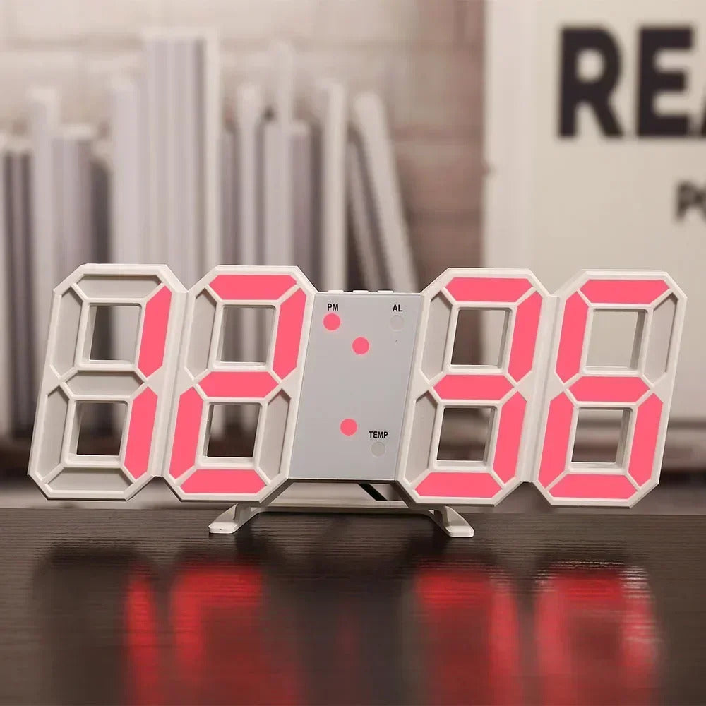 3D LED Digital Wall Clock - Modern Smart Display Clock with Temperature & Multiple Alarms