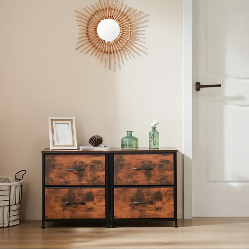 2-Drawer Storage Nightstand - 20" Wooden End Table Set