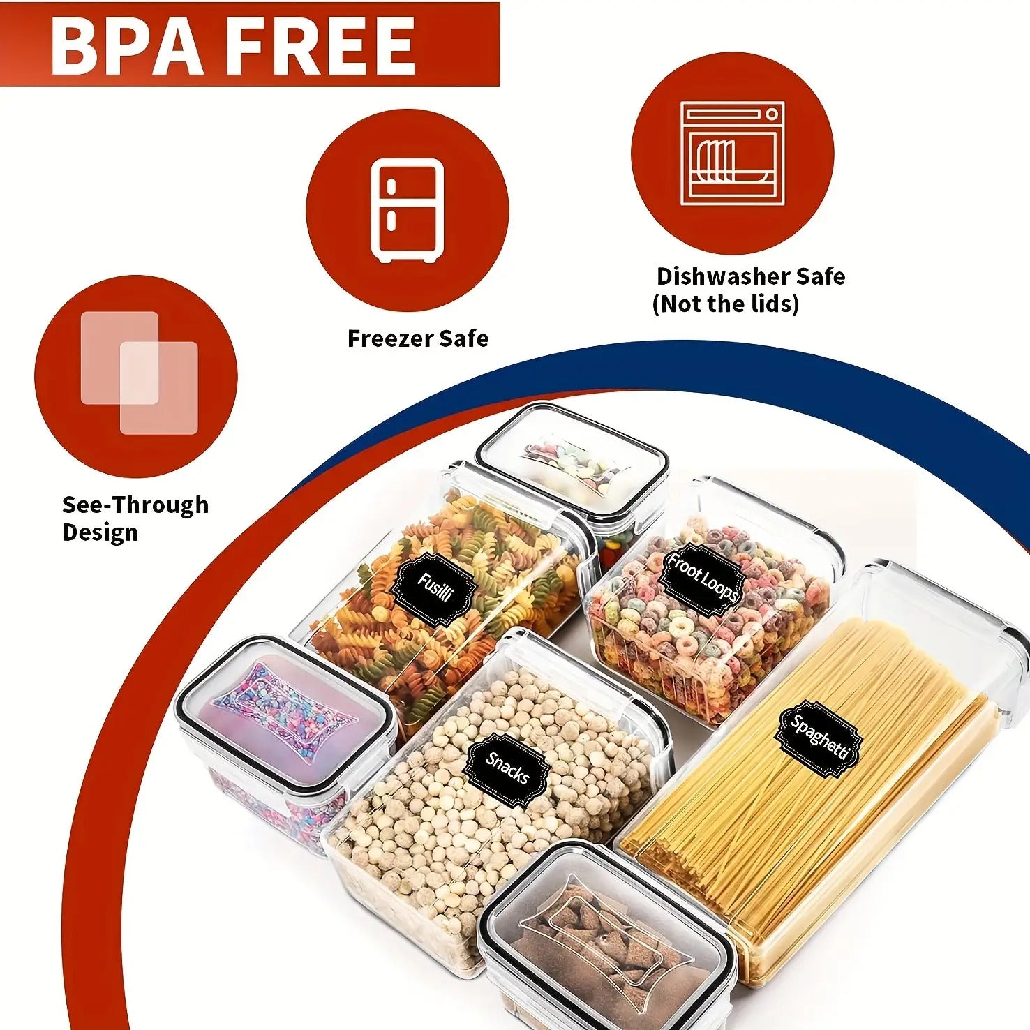 24-Piece BPA-Free Airtight Food Storage Containers with Lids – Plastic Kitchen & Pantry Organization Canisters – Includes 40 Labels – Black