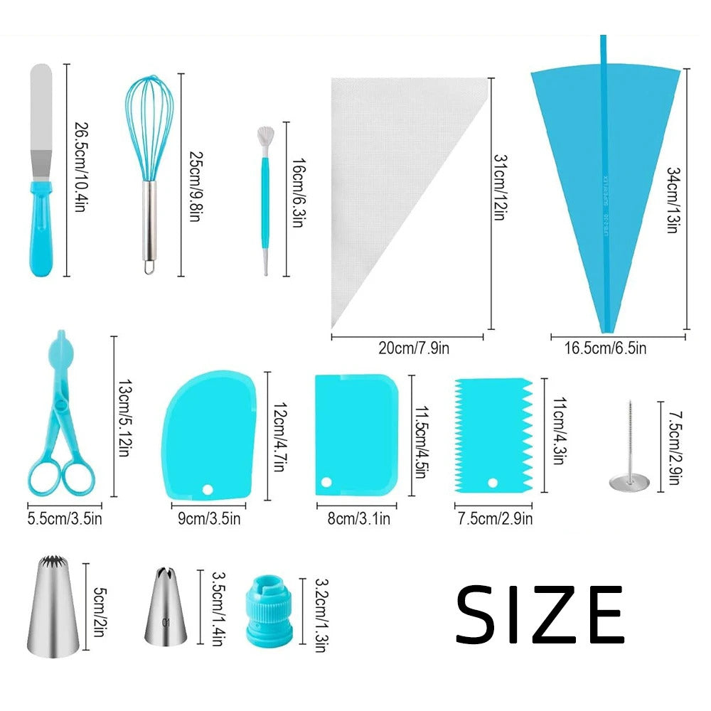 Professional Silicone Piping Bags & Stainless Steel Tips Set - Reusable Cake Decorating Kit