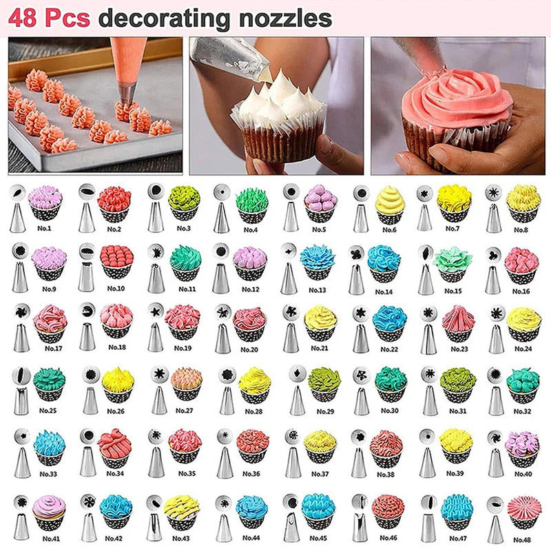 24/48-Piece Professional Stainless Steel Icing Nozzles Set - Cake Decorating Tools for DIY & Bakery