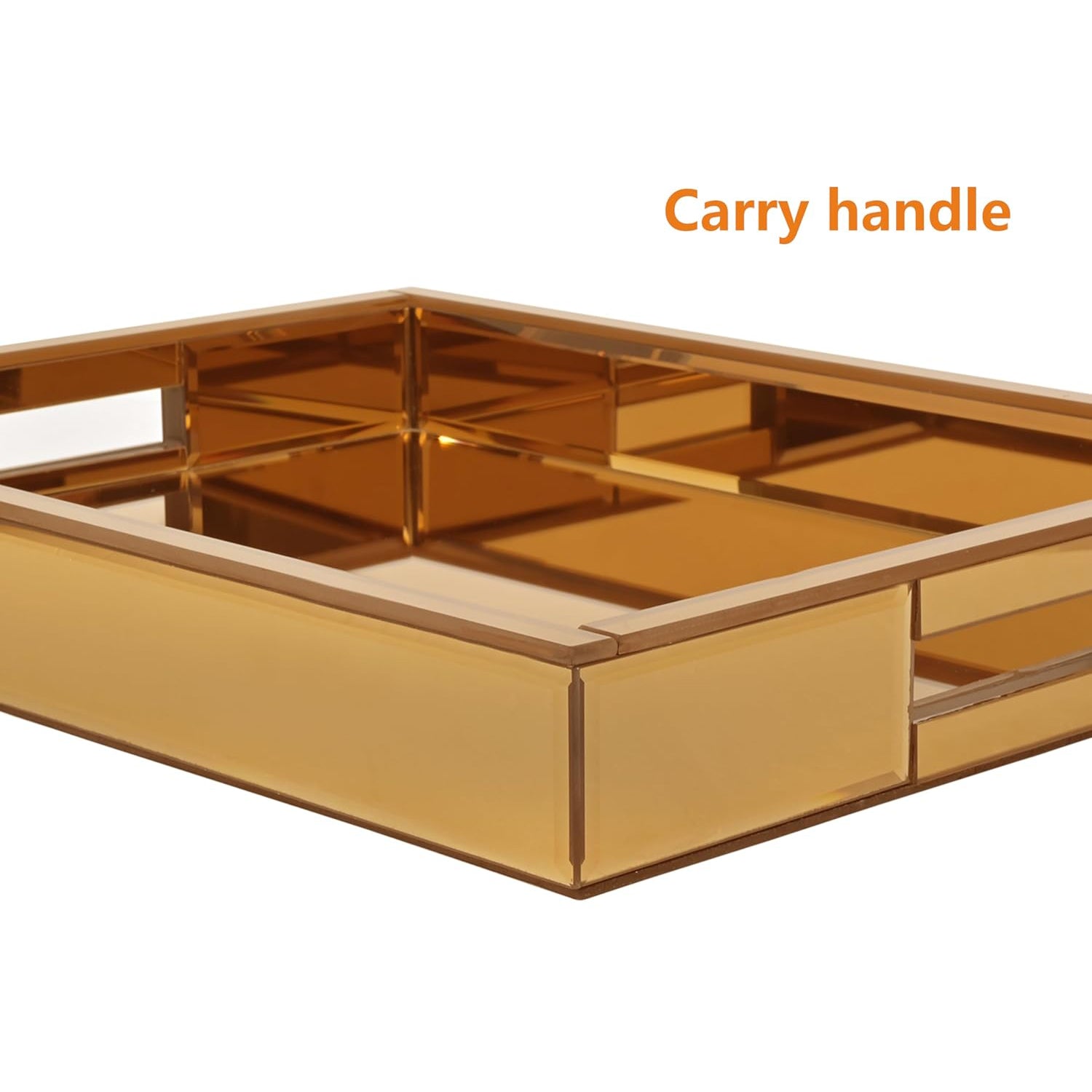 Large Rectangle Ottoman Trays Mirrored Durable Serving Trays with Handles Vanity Organizer Tray for Sofa Coffee Table