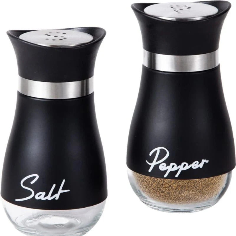 Premium 2-Piece Stainless Steel & Glass Seasoning Bottle Set - Barbecue-Ready Salt, Pepper & Spice Containers