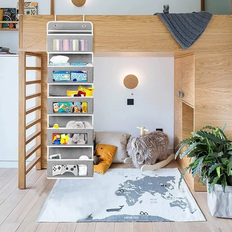 5-Shelf Hanging Door Organizer - Anti-Tilt Behind Door Storage with Large Capacity Pockets