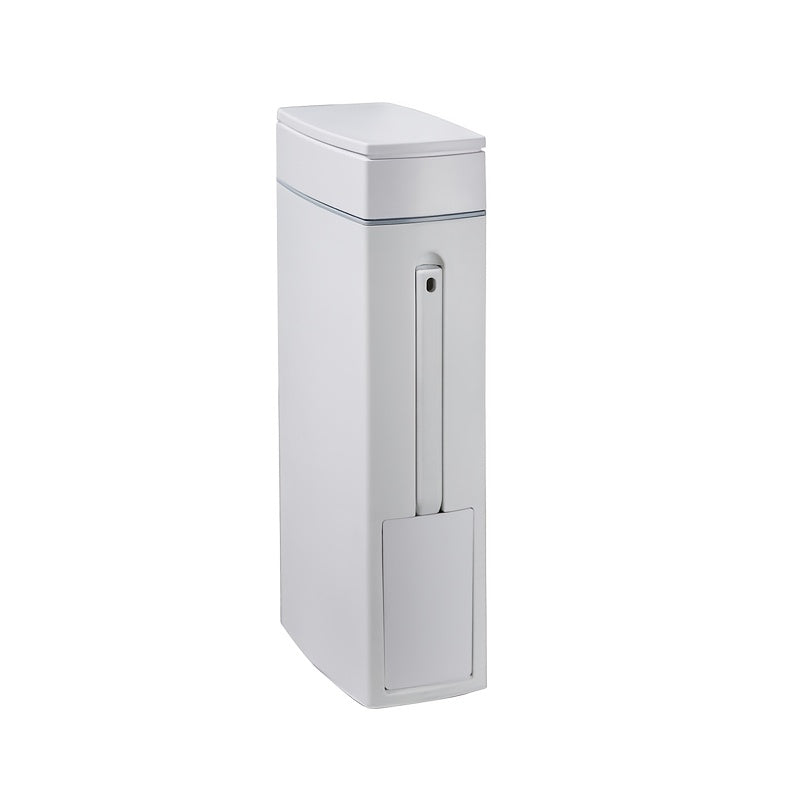 Space-Saving Bathroom Trash Can with Press-to-Open Lid & Integrated Toilet Brush Holder – Modern, Durable, No-Drill Installation
