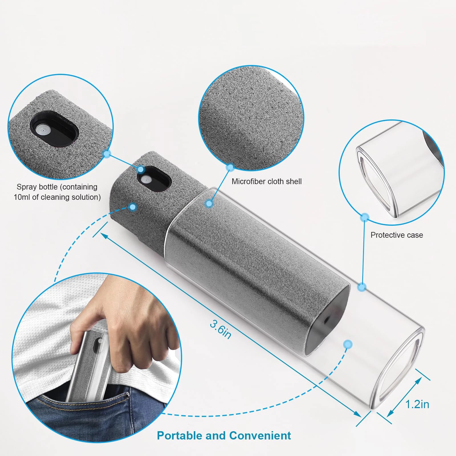 2-in-1 Microfiber Screen Cleaner Set - Spray Bottle & Cloth for Phone, iPad, Computer & Glasses