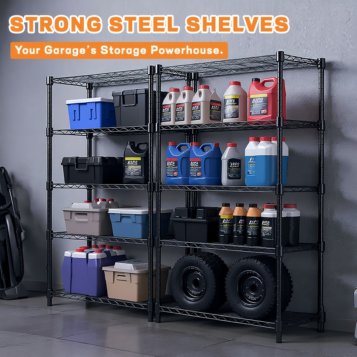 2000 lbs Heavy-Duty Steel Storage Shelving Unit – Multi-Tier Utility Wire Rack for Home, Kitchen, Office & Garage