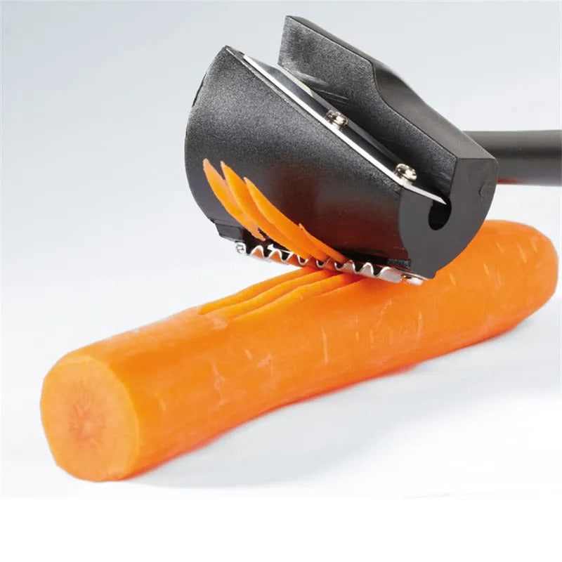 Creative Plastic Fruit & Vegetable Cutter - Rotating Peeler with Flower Shape Cutter for Kitchen Gadgets